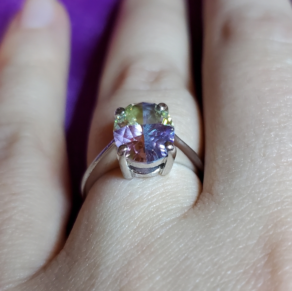 Rainbow Colored Sterling Silver Ring - image 1